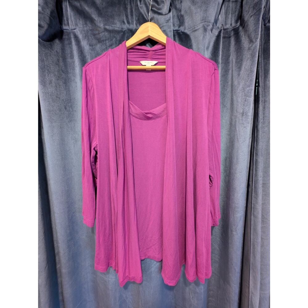 Liz Claiborne Mock 2-Piece Blouse Shirt — Size Large — Purple